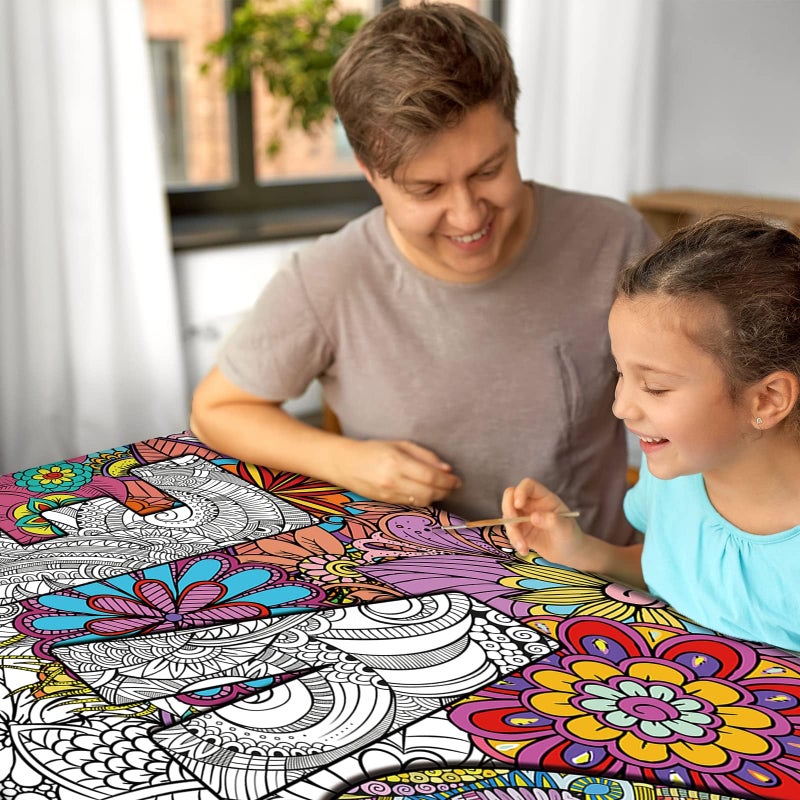 Tevxj Giant Mandala Coloring Posters 50" x 25" Jumbo Love Mandala Coloring Posters for Kids Teens Adults Large Mandala Coloring Tablecloth Huge Art Craft Activity for Home Classroom Party Supplies Favor - Image 4