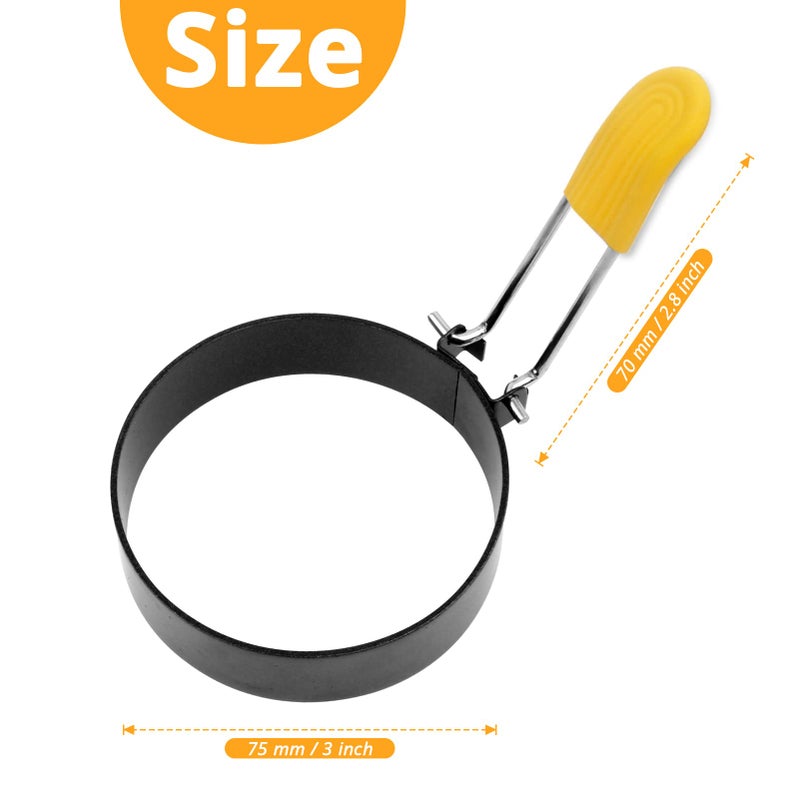 WE-CEF 2-Piece Nonstick Fried Egg Omelette Molds, Nonstick Egg Rings Set of 2, Round Crumpet Ring Mold Shaper for English Muffins Pancake Cooking Griddle - Portable Grill Accessories - Image 2