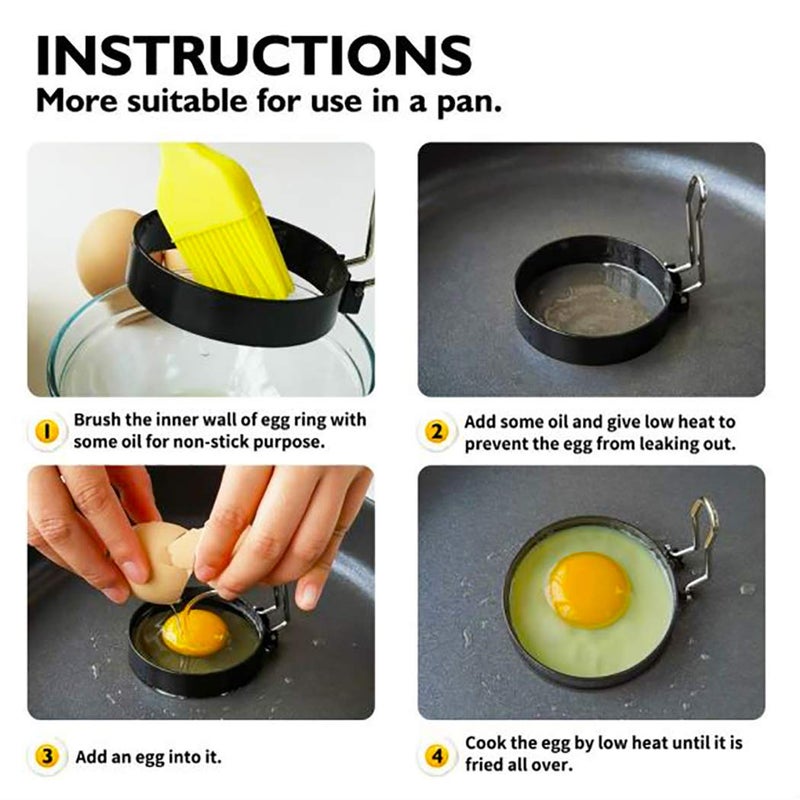WE-CEF 2-Piece Nonstick Fried Egg Omelette Molds, Nonstick Egg Rings Set of 2, Round Crumpet Ring Mold Shaper for English Muffins Pancake Cooking Griddle - Portable Grill Accessories - Image 5