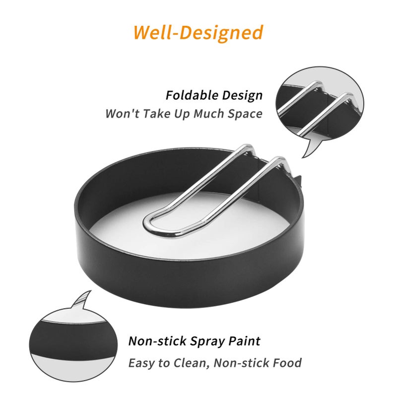 WE-CEF 2-Piece Nonstick Fried Egg Omelette Molds, Nonstick Egg Rings Set of 2, Round Crumpet Ring Mold Shaper for English Muffins Pancake Cooking Griddle - Portable Grill Accessories - Image 3