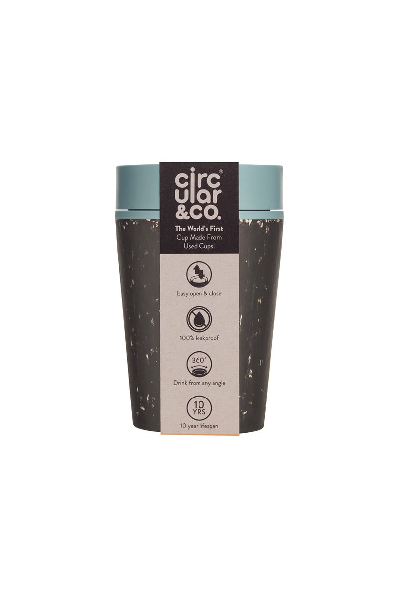 Circular and Co Leakproof Reusable Coffee Cup 8oz/227ml - The World's First Travel Mug Made from Recycled Coffee Cups, 100% Leak-Proof, Sustainable & Insulated. (Black & Faraway Blue) - Image 1