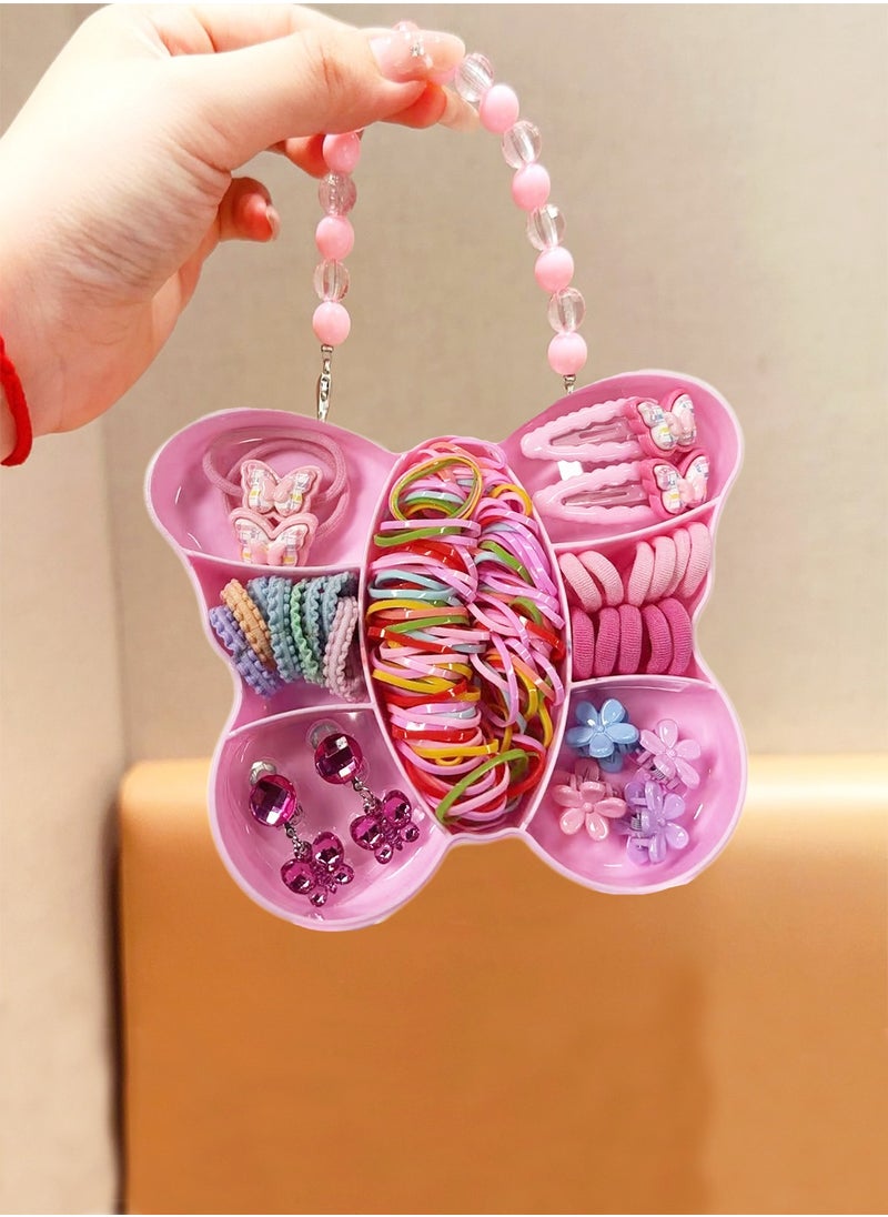 Bolivia's Hair Accessories Set for Kids, pink butterfly Set with hand-held butterfly shape gift box, includ pink butterfly Hair Clips pink butterfly hairband colourful hair clip and Children's Butterfly Ear Clips Perfect Little Girl Gifts  - Image 3
