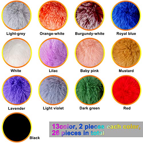 BQTQ (BQTQ 26 Pieces Faux Fur Pom Poms DIY Fluffy Faux Fur Pom Pom with Elastic Buckle for Bag Accessories Gloves Scarf Keychain (13 Colours) - Image 2