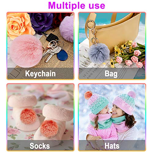 BQTQ (BQTQ 26 Pieces Faux Fur Pom Poms DIY Fluffy Faux Fur Pom Pom with Elastic Buckle for Bag Accessories Gloves Scarf Keychain (13 Colours) - Image 5
