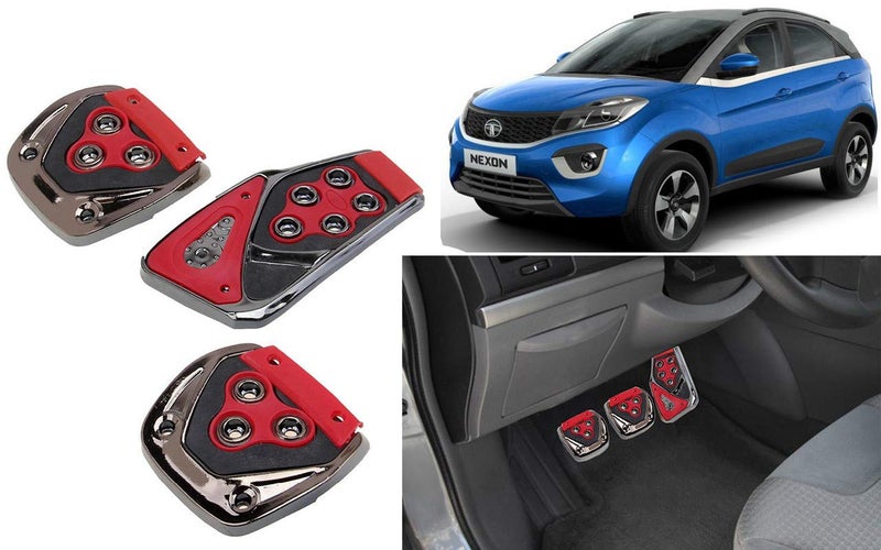 Selifaur - 3 Pcs Red Non-Slip Manual Car Pedals kit Pad Covers Set for Nexon - Image 1