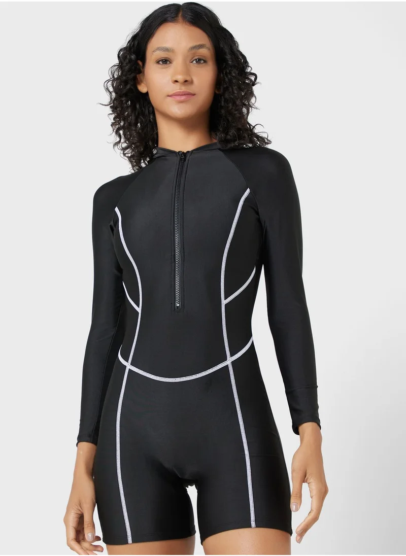 FRWD Contrast Seam Detail Swimsuit