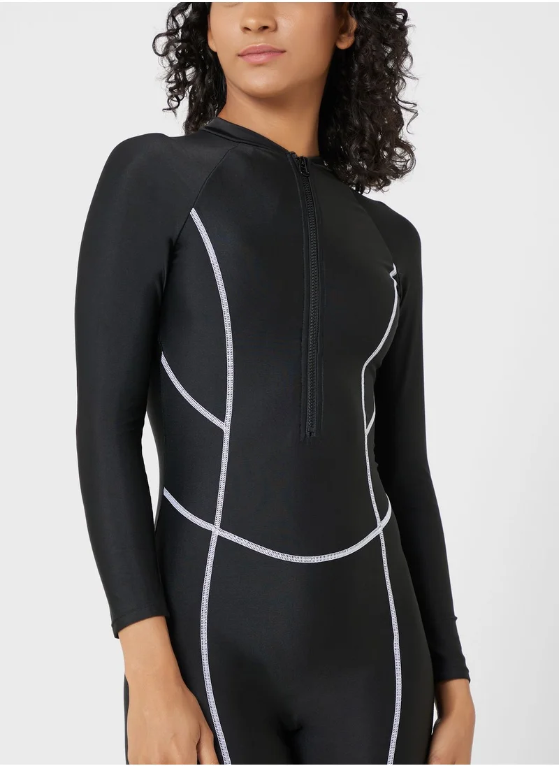 FRWD Contrast Seam Detail Swimsuit