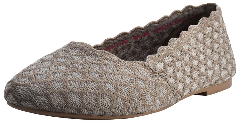 Skechers womens Cleo - Honeycomb Ballet Flat, Dark Taupe, 8.5 US - Image 1