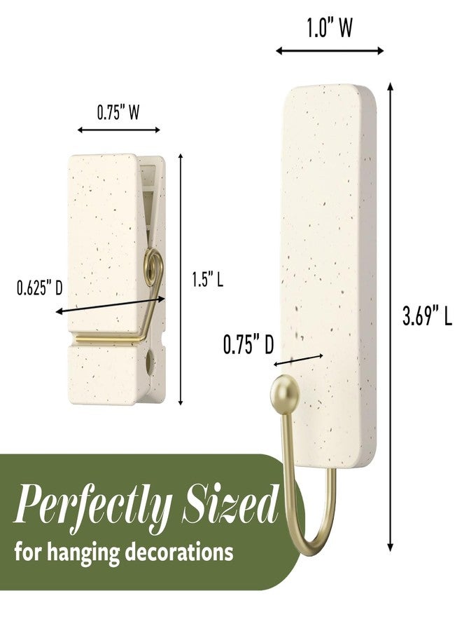 Command Mixed Hook Pack, Cream Speckle, 2 Medium Hooks, 8 Spring Clips, Great for Hanging Christmas Decorations - Image 2