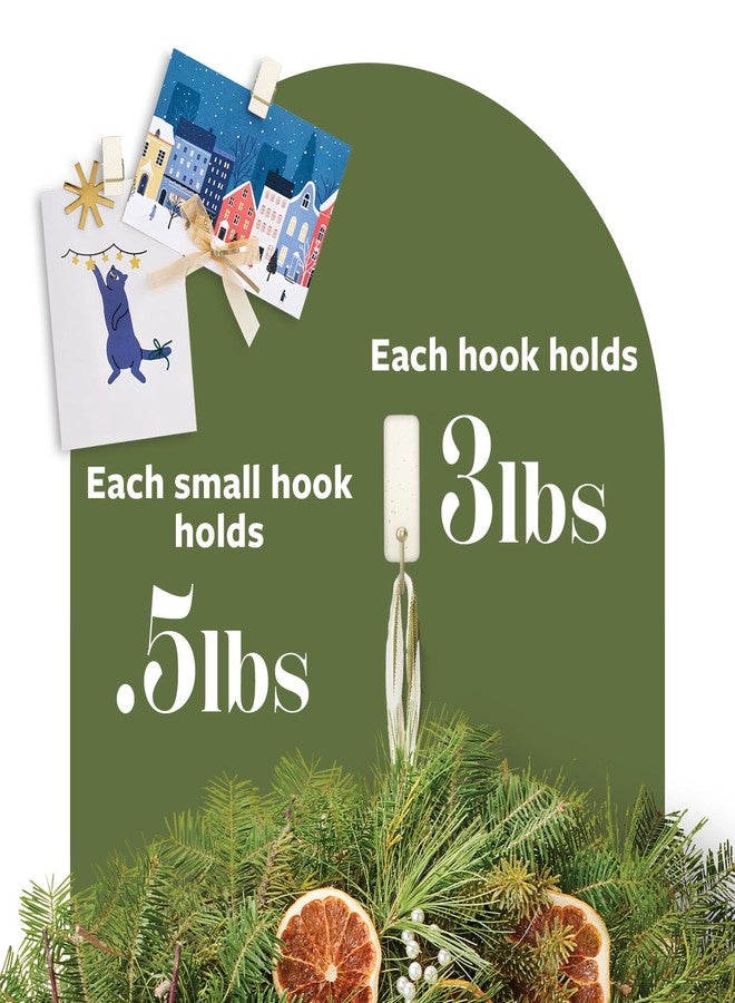 Command Mixed Hook Pack, Cream Speckle, 2 Medium Hooks, 8 Spring Clips, Great for Hanging Christmas Decorations - Image 4