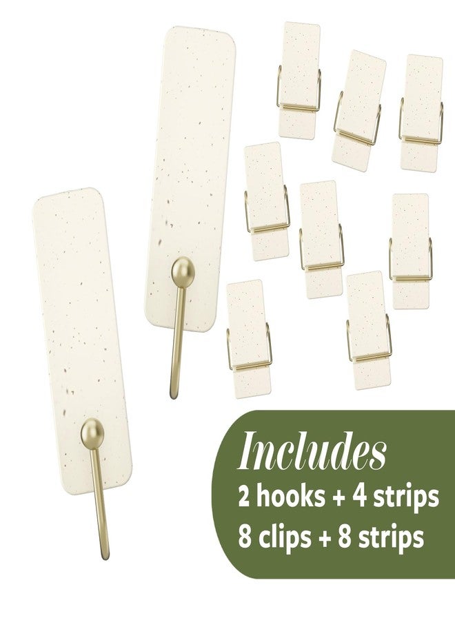 Command Mixed Hook Pack, Cream Speckle, 2 Medium Hooks, 8 Spring Clips, Great for Hanging Christmas Decorations - Image 3