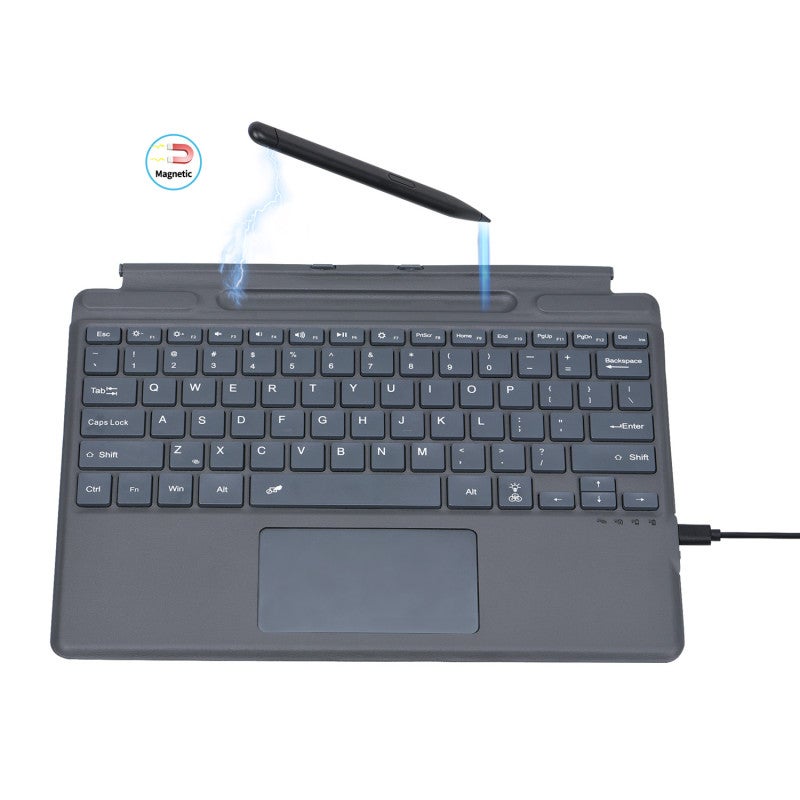 Bluetooth Keyboard: Dark Grey 7 Vibrant Backlight Colors Ergonomic Silent Design - Detachable Magnetic Compact Wireless Keyboard With Palm Rejection Multi-Touch Trackpad For Tablet Work Entertainment - Image 3