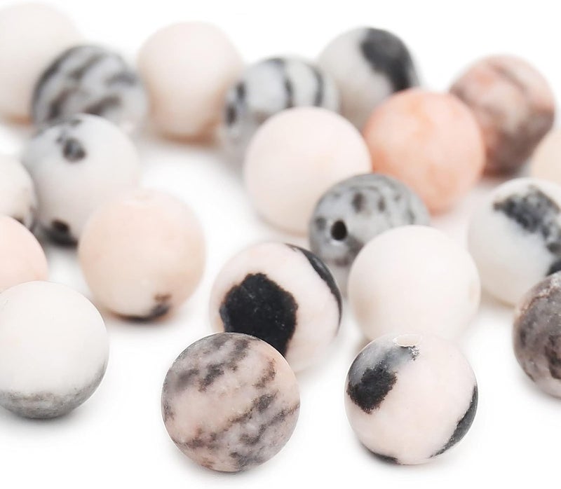 AUREHEN Natural Matte Pink Zebra Jasper Beads, 6MM Round Frosted Unpolished Loose Gemstone Beads for Bracelet Necklace Jewelry Making, Energy Stone Healing Power with Stretch Beading Cord - Image 5
