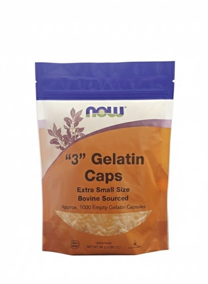now "3" Gelatin Caps Extra Small Size Approx 1000 Empty Gelatin Capsules 1.69 oz (48 g) - Image 1