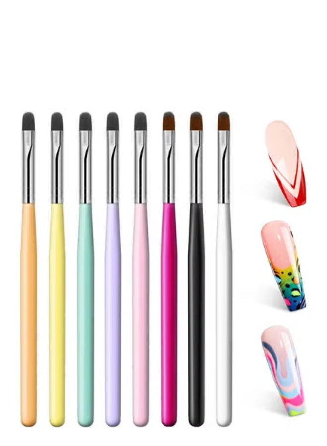 Multi-color gradient round head smudging pen, 8 colors optional nail art DIY tools smudging brush brush painting, gel nail brush Poly Extension gel brush nail design brush gel nail brush nail extension - Image 3