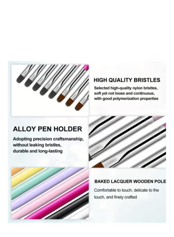 Multi-color gradient round head smudging pen, 8 colors optional nail art DIY tools smudging brush brush painting, gel nail brush Poly Extension gel brush nail design brush gel nail brush nail extension - Image 4