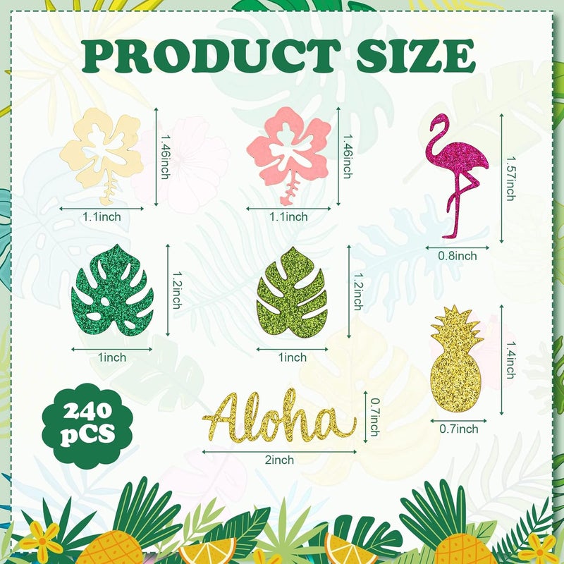 Civaner 240 قطعة من زينة الحفلات الاستوائية هاواي مع طيور الفلامنجو والأناناس ونخيل لواو وزهور صيفية باللون الذهبي والوردي والأخضر - Image 2