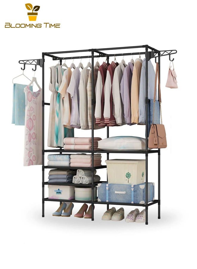 بلومنغ تايم حامل معاطف، رف أحذية مدخل، حامل معاطف معلق، رف متكامل للردهة وغرفة النوم لحقائب وسترات مع خطافات دوارة لا تحتاج إلى ثقب - Image 2