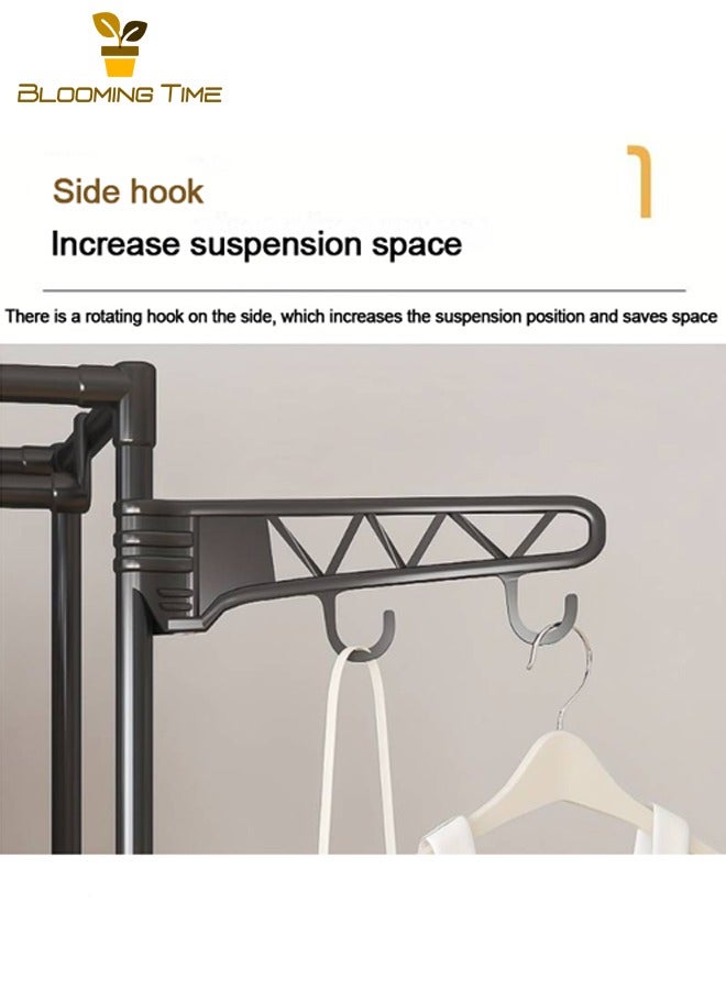 بلومنغ تايم حامل معاطف، رف أحذية مدخل، حامل معاطف معلق، رف متكامل للردهة وغرفة النوم لحقائب وسترات مع خطافات دوارة لا تحتاج إلى ثقب - Image 4