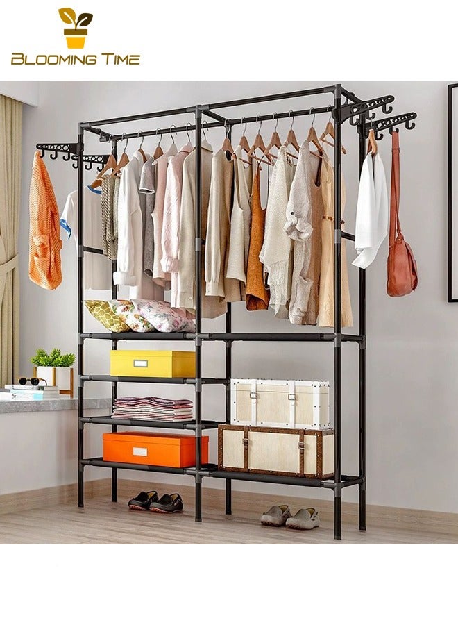 بلومنغ تايم حامل معاطف، رف أحذية مدخل، حامل معاطف معلق، رف متكامل للردهة وغرفة النوم لحقائب وسترات مع خطافات دوارة لا تحتاج إلى ثقب - Image 3