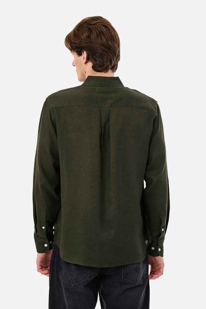 Snitch Olive Linen Blend Regular Fit Shirt for Men | Best Price UAE