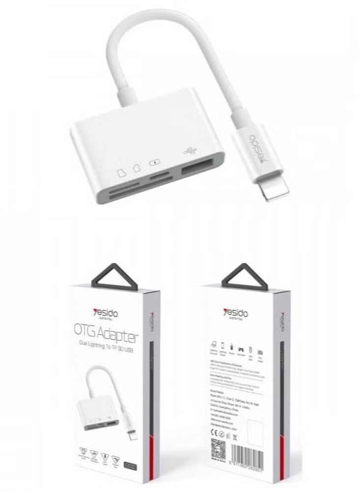 Yesido - GS12 Lightning to USB OTG Adapter – High-Speed Data Transfer for iPhone & iPad, Plug & Play Compatibility with Flash Drives, Keyboards, Cameras & More, Compact & Durable Design - Image 1