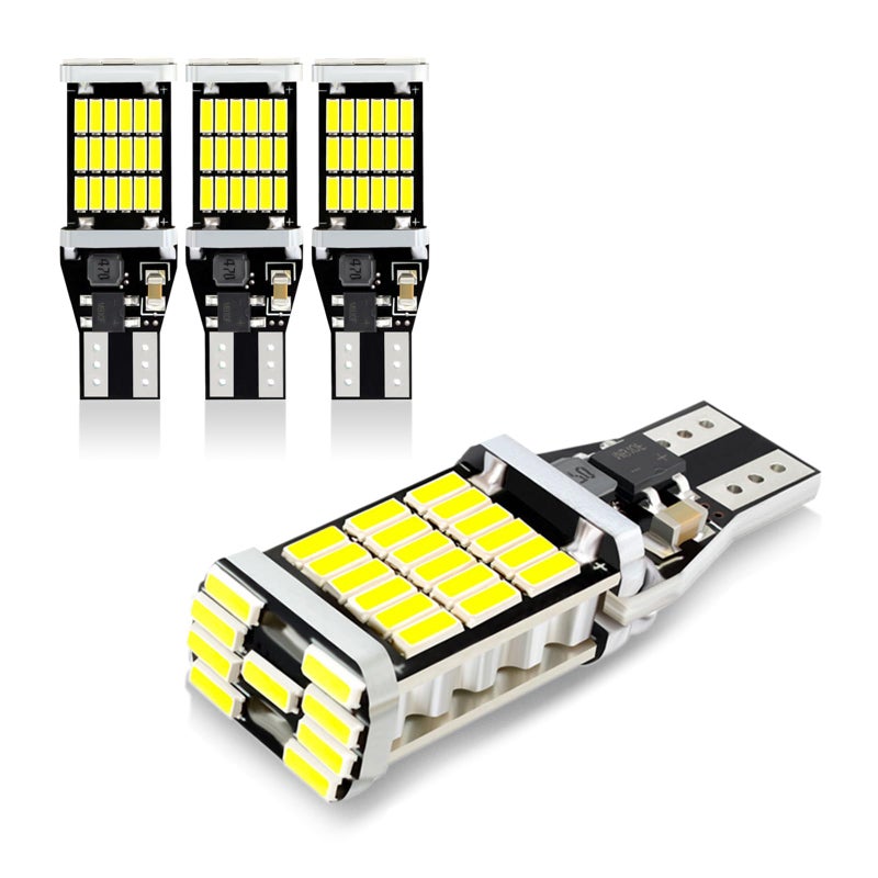 Sodcay Pack4 LED Reverse Lights T15 4014 45SMD Chipsets Backup Reverse Light Bulbs Canbus Error Free Brake Stop Cargo Backup Lights White