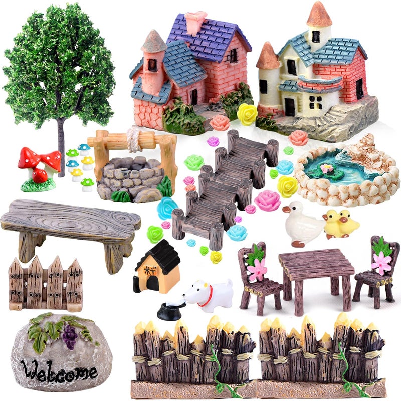 CHAKANLX Fairy Garden Accessories Fairies Welcome Garden Kit 48pcs Miniature Fairy Garden Ornament for Christmas Decoration Fairy Garden Potted Plant Desk Decor - Image 2
