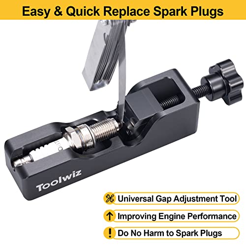 Toolwiz Spark Plug Gap Tool with 32 Blade Steel Feeler Gauge, Universal Gapping Tool for Most 10mm 12mm 14mm 16mm Thread Spark Plugs, Black - Image 2