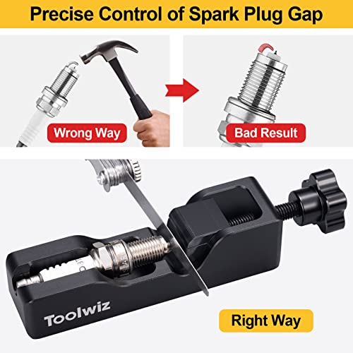 Toolwiz Spark Plug Gap Tool with 32 Blade Steel Feeler Gauge, Universal Gapping Tool for Most 10mm 12mm 14mm 16mm Thread Spark Plugs, Black - Image 3