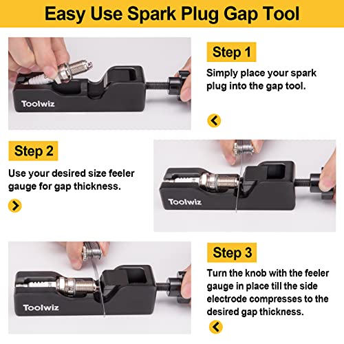 Toolwiz Spark Plug Gap Tool with 32 Blade Steel Feeler Gauge, Universal Gapping Tool for Most 10mm 12mm 14mm 16mm Thread Spark Plugs, Black - Image 4
