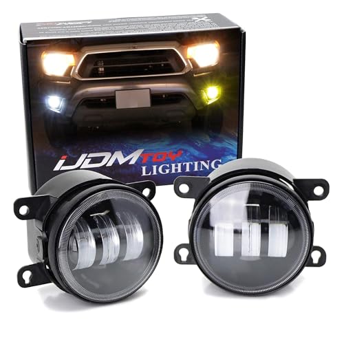 iJDMTOY Clear Lens 6000K White/2500K Yellow Dual Color 20W High Power LED Fog Light Assembly Compatible With Acura Honda Nissan Subaru Land Rover Suzuki, etc - Image 1