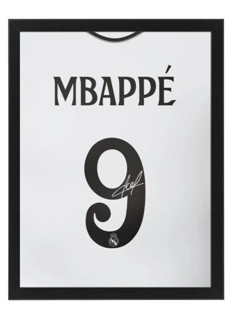 Kylian Mbappe Real Madrid Autographed Jersey - Framed Poster 50x40cm - Football Memorabilia, Soccer Collectible, Gift for Fans