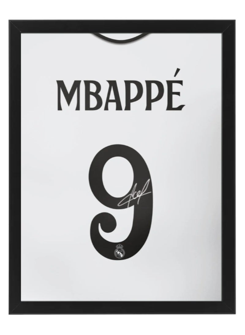 Kylian Mbappe Real Madrid Autographed Jersey - Framed Poster 50x40cm - Football Memorabilia, Soccer Collectible, Gift for Fans