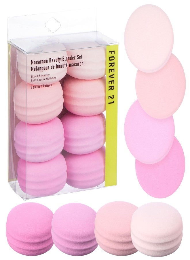 FOREVER 21 Macaroon Beauty Sponge Set - 8pc Makeup Applicators For Blending & Mattifying - Pink Macaron Beauty Blender Makeup Sponge Collection - Image 1