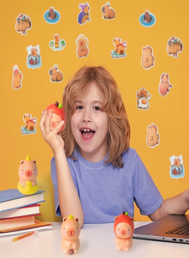 CY2SIDE 12 Pack Capybara Squeeze Toys Party Favor Gift Set, Included Random Slow Rising Squishy Toys 4-in-1 Ballpoint Pen Stickers and Organza Bag, Capybara Party Goodie Bag Fillers for Kids Rewards - Image 4