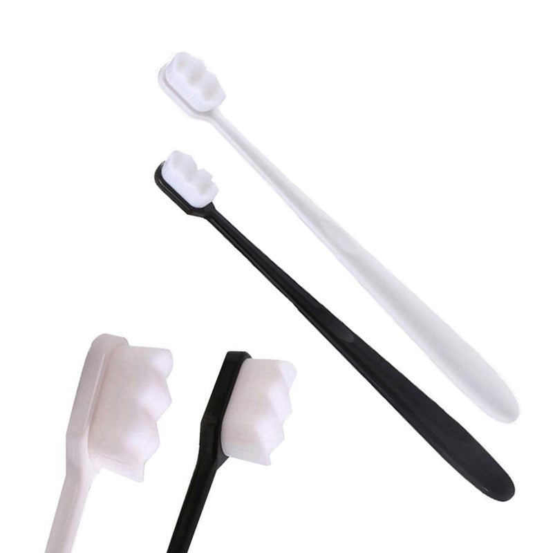 Generies 2 Pcs/Pack For Couple 10000 Hairs Manual Toothbrush Ultra-Fine Nanometer Dental Oral Care Whitening Deep Cleaning Tooth Sensitivity Adult Children Pregnant Woman Postpartum White And Black - Image 1