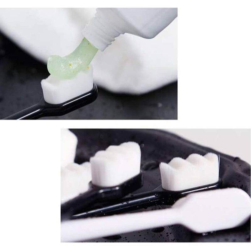Generies 2 Pcs/Pack For Couple 10000 Hairs Manual Toothbrush Ultra-Fine Nanometer Dental Oral Care Whitening Deep Cleaning Tooth Sensitivity Adult Children Pregnant Woman Postpartum White And Black - Image 4