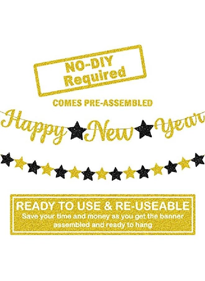 KATCHON Big 10 Feet Glitter Happy New Year Banner No Diy 2 Strings | New Years Backdrop New Years Eve Party Supplies 2022 | Happy New Year Sign For Happy New Year Decorations 2022 | New Years Decorations  - Image 2