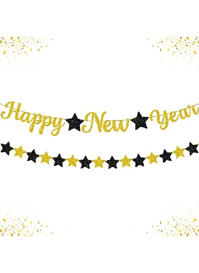 KATCHON Big 10 Feet Glitter Happy New Year Banner No Diy 2 Strings | New Years Backdrop New Years Eve Party Supplies 2022 | Happy New Year Sign For Happy New Year Decorations 2022 | New Years Decorations  - Image 1