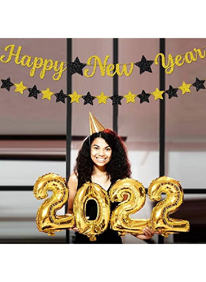 KATCHON Big 10 Feet Glitter Happy New Year Banner No Diy 2 Strings | New Years Backdrop New Years Eve Party Supplies 2022 | Happy New Year Sign For Happy New Year Decorations 2022 | New Years Decorations  - Image 3