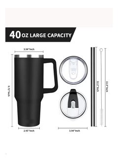 40 oz Tumbler with Handle, Insulated Tumbler with Lid and Straw, Reusable Stainless Steel Vacuum Insulated Cup, 100% Leak Proof Thermal Travel Coffee Mug Cup for Cold and Hot (Black) - pzsku/Z3EB0F053AAB6209D1B24Z/45/_/1740722214/df66231d-7809-4ece-a6de-cbca295347c8