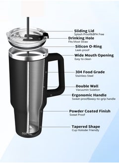 40 oz Tumbler with Handle, Insulated Tumbler with Lid and Straw, Reusable Stainless Steel Vacuum Insulated Cup, 100% Leak Proof Thermal Travel Coffee Mug Cup for Cold and Hot (Black) - pzsku/Z3EB0F053AAB6209D1B24Z/45/_/1740722226/f31b3be1-2b99-4ce5-b4e9-2e828e7bf753