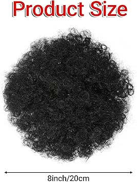 Dimeho Afro Puff Drawstring Ponytail for Black Women Afro Puff Clip Short Synthetic Kinky Curly Bun Hair Extensions Afro Bun Ponytail Hair Puffs Fluffy High Updo Hairpieces 1B Natural Black - Image 2
