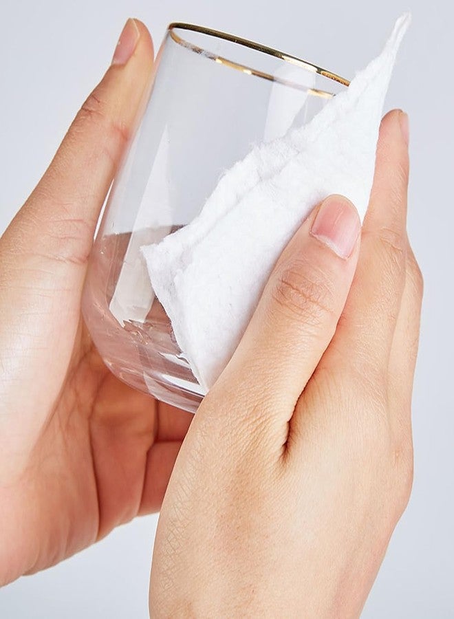 UPSTORE 100 قطعة من مناديل الوجه القابلة للاستخدام مرة واحدة من القماش غير المنسوج، مناديل قطنية ناعمة قابلة للاستخدام مرة واحدة، مناديل مبللة وجافة، مناديل تنظيف الوجه لإزالة المكياج - Image 5