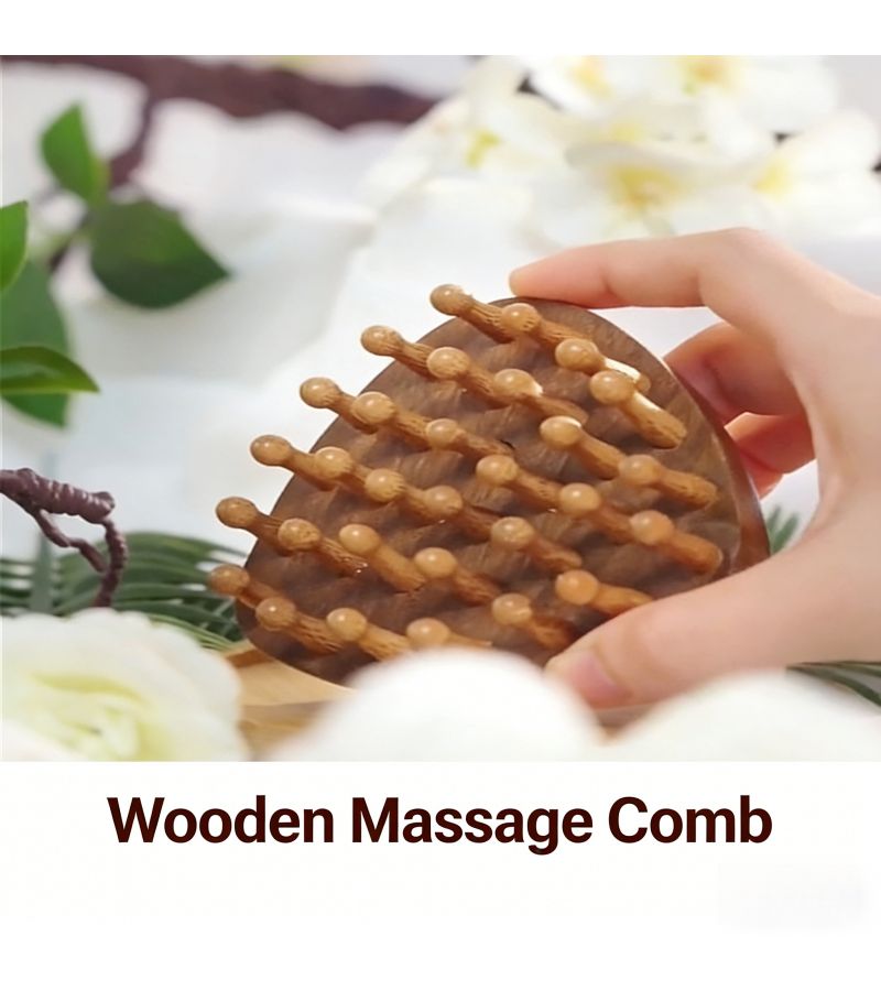 Brown Sandalwood Comb 30 Tooth Circular Massage Comb For Head Neck And Shoulder Massage Gift Box - Image 2