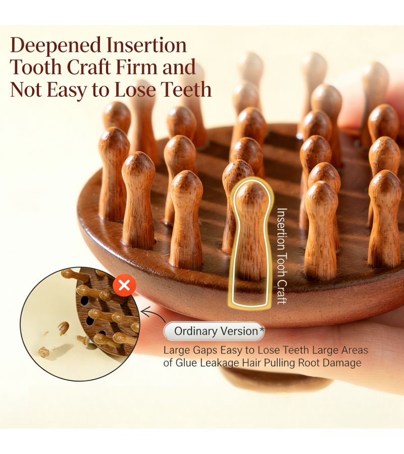 Brown Sandalwood Comb 30 Tooth Circular Massage Comb For Head Neck And Shoulder Massage Gift Box - Image 5