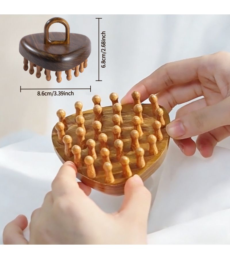 Brown Sandalwood Comb 30 Tooth Circular Massage Comb For Head Neck And Shoulder Massage Gift Box - Image 3
