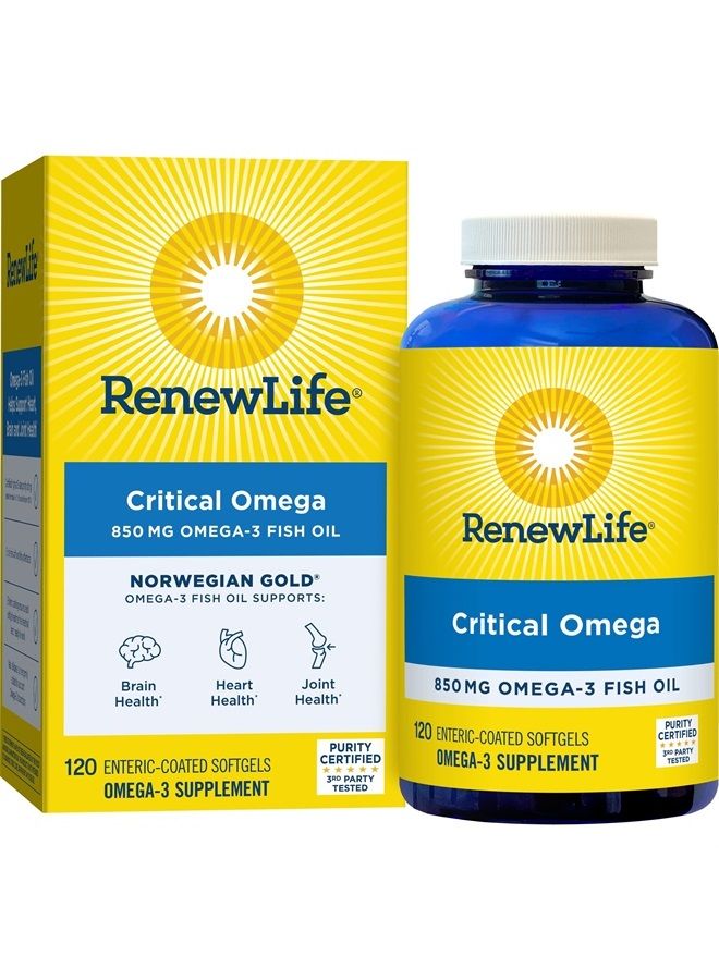 Renew Life زيت السمك، جولد النرويجي® مكمل أوميغا-3 — مكمل زيت السمك أوميغا-3 الحيوي، خالي من الألبان والغلوتين، يدعم صحة القلب ووظيفة الدماغ، بدون تجشؤ - 120 كبسولة لينة - Image 2