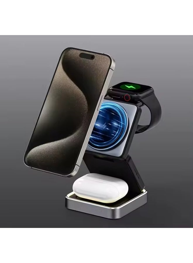 Taalk 3-in-1 Foldable Wireless Charging Station for iPhone, Apple Watch & AirPods – 15W Fast MagSafe Charger Dock Stand - Image 5